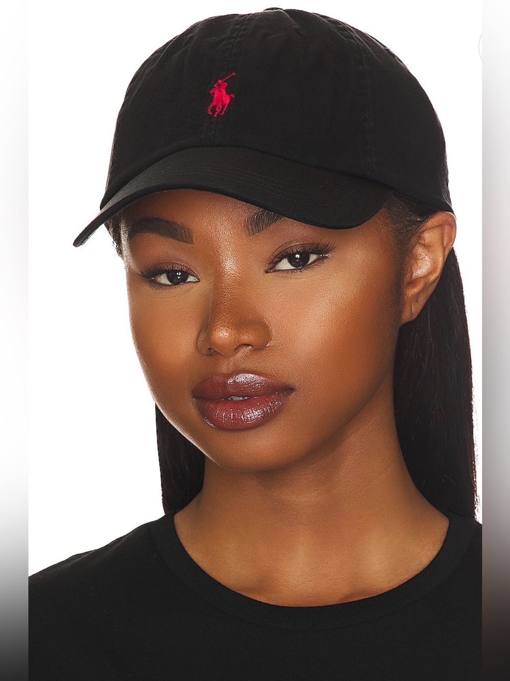 Polo by Ralph Lauren Black Cap with Red Pony Embroidery